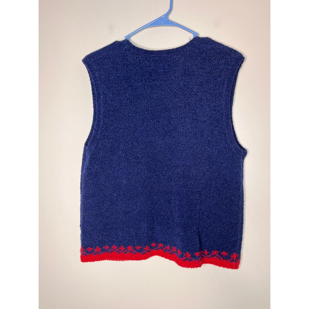 1990s Koret Red Blue Chenille Patchwork Art To We… - image 5